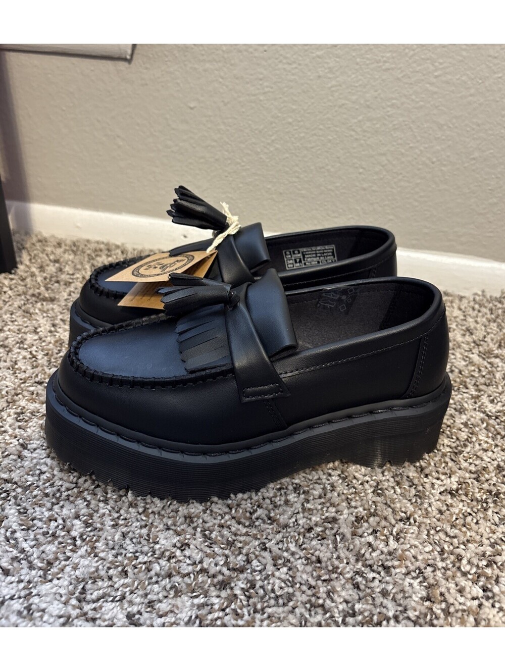 Dr. Martens Adrian Quad Mono Black Platform Vegan Leather Shoes Women’s Size 7